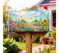 Coperture magnetiche per cassette postali con girasole, rose vibranti primaverili e farfalle, protezione per la decorazione del portico anteriore, 45,7 x 53,7 cm