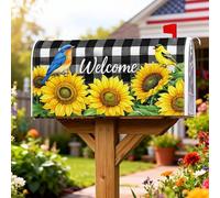 Coperture magnetiche per cassette postali con girasole, rustica fattoria Bluebird Goldfinch Summer Yellow Mailbox Skin per la decorazione del portico anteriore, 45,7 x 53,7 cm
