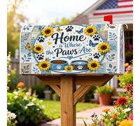 Coperture magnetiche per cassette postali con girasole, rustiche con impronte di zampe, farfalle gialle primaverili, copertura per cassetta delle lettere per decorazione del portico anteriore, 45,7 x