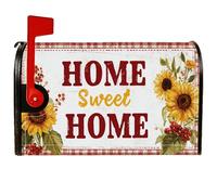 Coperture magnetiche per cassette postali con girasole, rustiche e bacche a scacchi, decorazioni per cassette postali estive gialle per decorazioni per esterni, 53 x 64 cm