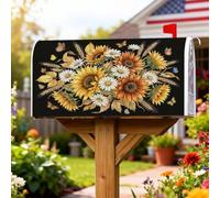 Coperture magnetiche per cassette postali con girasole, rustiche e moderne con crisantemo e farfalle, copertura per cassetta postale estiva per esterni, giardino, cortile, decorazione 53 x 64 cm