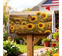 Coperture magnetiche per cassette postali con girasole, rustiche fattoria con foglie di farfalla autunnali, colore giallo, per decorazione esterna da cortile, 45,7 x 53,3 cm