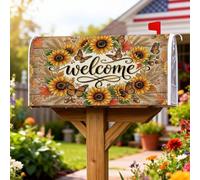 Coperture magnetiche per cassette postali con girasole, rustiche fattoria farfalla benvenuto autunno giallo pelle per decorazione portico anteriore 45,7 x 53,7 cm