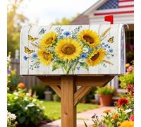 Coperture magnetiche per cassette postali con girasole, rustiche fattoria farfalla fiore blu estate giallo copertura per la decorazione del portico anteriore 45,7 x 53,7 cm