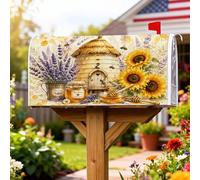 Coperture magnetiche per cassette postali con girasole, rustiche fattoria lavanda ape estate giallo vacanza copertura per la casa giardino decorazioni 45,7 x 53,3 cm