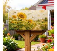 Coperture magnetiche per cassette postali con girasole, rustiche, paesaggi di campagna con libellula, gialli, per decorazioni per la casa e il giardino, 53 x 64 cm