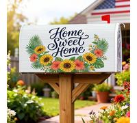 Coperture magnetiche per cassette postali con girasole, rustiche vintage con foglie di ibisco e palma, copertura per cassetta della posta gialla per esterni, giardino, cortile, decorazione 53 x 64 cm