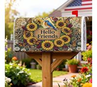 Coperture magnetiche per cassette postali con girasole, rustiche vintage farfalla uccello estate giallo vacanza copertura per la decorazione della porta d'ingresso 53 x 64 cm