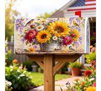 Coperture magnetiche per cassette postali con girasole, rustiche vintage rose crisantemo giallo primavera protezione per la decorazione esterna del cortile 45,7 x 53,7 cm