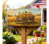Coperture magnetiche per cassette postali con girasole, rustiche, zucche di fattoria, carri, autunnali, arancioni, protezione per la decorazione del giardino e del cortile, 45,7 x 53,7 cm