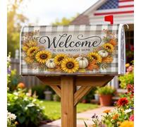 Coperture magnetiche per cassette postali con girasole, rustiche, zucche, foglie, giallo, decorazione per prato, 45,7 x 53,3 cm
