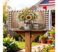 Coperture magnetiche per cassette postali con girasoli, brocca rustica in metallo, scatola di legno, protezione per cassetta postale gialla autunnale, per decorazione della porta d'ingresso, 45,7 x