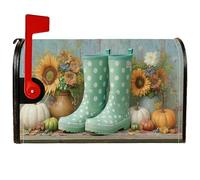 Coperture magnetiche per cassette postali con girasoli, copertura autunnale rustica a pois con zucche verde autunnale, copertura per cassetta delle lettere stagionale, per decorazione della porta