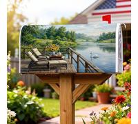 Coperture magnetiche per cassette postali con girasoli, copertura per cassetta postale rustica all'aperto con cigni, verde estivo, per decorazione esterna da cortile, 53 x 64 cm