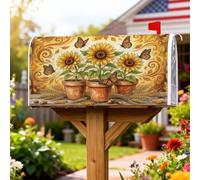 Coperture magnetiche per cassette postali con girasoli, copertura per cassetta postale rustica con farfalle e farfalle, copertura per cassetta postale estiva gialla per le vacanze, decorazione per