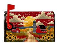 Coperture magnetiche per cassette postali con girasoli, copertura per cassetta postale rustica rustica per caselle postali autunnali rosse per decorazione cortile 45,7 x 53,7 cm