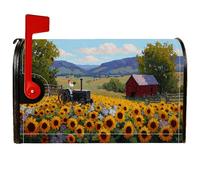 Coperture magnetiche per cassette postali con girasoli, copertura per cassetta postale rustica, trattore, fienile estivo, colore giallo, per la decorazione del portico anteriore, 53 x 64 cm