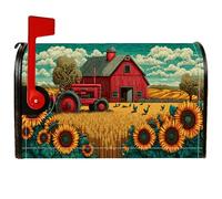Coperture magnetiche per cassette postali con girasoli, copertura per cassetta postale rustica, trattore, fienile, giallo, per decorazione del prato, 45,7 x 53,7 cm
