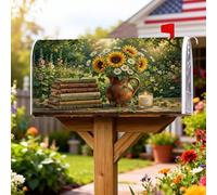 Coperture magnetiche per cassette postali con girasoli, rustiche vintage margherite copertura decorativa per cassetta postale gialla per la casa e il giardino, 53 x 64 cm