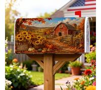 Coperture magnetiche per cassette postali con girasoli, rustiche zucche da fattoria, copertura arancione per cassetta delle lettere per decorazione portico anteriore, 53 x 65,5 cm
