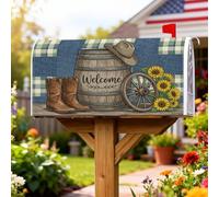 Coperture magnetiche per cassette postali con girasoli, stile rustico, con stivali da cowboy, estive, marroni, per esterni, decorazione da giardino, 53 x 64 cm
