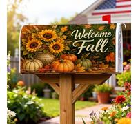 Coperture magnetiche per cassette postali con girasoli, zucche rustiche autunnali e foglie autunnali arancioni per la decorazione del prato, 45,7 x 53,7 cm