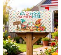 Coperture magnetiche per cassette postali con gnomi, copertura per cassetta postale blu tropicale in cartone animato spiaggia bar granchio estate copertura per la casa e il giardino decorazioni 45,7 x