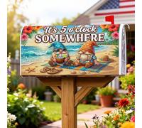 Coperture magnetiche per cassette postali con gnomi, copertura per cassetta postale tropicale fantasiosa spiaggia cocco estate blu copertura per decorazione giardino esterno 53 x 64 cm