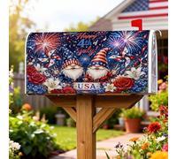 Coperture magnetiche per cassette postali con gnomi, rose natalizie patriottiche per il quarto di luglio, per decorazione esterna da giardino e cortile, 53 x 65,5 cm
