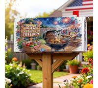 Coperture magnetiche per cassette postali con griglia e bandiera patriottica festiva per il giorno dell'indipendenza copertura per cassetta delle lettere rossa per decorazione giardino cortile 45,7 x