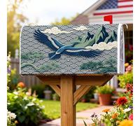 Coperture magnetiche per cassette postali con gru, copertura per cassetta postale asiatica tradizionale montagna onde primavera blu per decorazione porta d'ingresso 53 x 64 cm