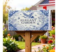 Coperture magnetiche per cassette postali con gru, eleganti decorazioni tradizionali per cassette postali con fiori e nuvole primaverili blu per la decorazione del portico anteriore 53 x 64 cm