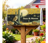 Coperture magnetiche per cassette postali con gufo, decorazione rustica del sud-ovest, cactus luna, estate, oro, per le vacanze, per giardino, cortile, 45,7 x 53,3 cm