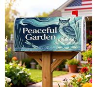 Coperture magnetiche per cassette postali con gufo, natura fantasiosa ninfea, libellula, primavera, blu, copertura per cassetta delle lettere stagionale, per decorazione del cortile anteriore, 45,7 x