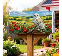 Coperture magnetiche per cassette postali con gufo, papaveri rustici naturali, farfalle verdi primaverili, per decorazione da giardino e patio, 45 x 53 cm