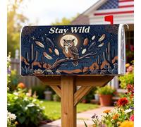 Coperture magnetiche per cassette postali con gufo, stile bohémien, rustico, cactus, luna, autunno, blu navy, per decorazioni da giardino e esterni, 45,7 x 53,7 cm