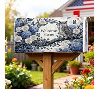 Coperture magnetiche per cassette postali con gufo, stile rustico, vintage, rose, ortensie, primaverili, blu, per decorazioni per casa e giardino, 45,7 x 53,3 cm