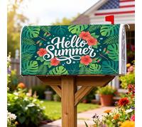 Coperture magnetiche per cassette postali con ibisco, libellula tropicale estiva con foglie tropicali, decorazioni per cassetta delle lettere verde per la porta d'ingresso, 53 x 65 cm
