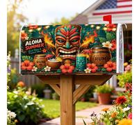 Coperture magnetiche per cassette postali con ibisco, maschera estiva tropicale al cocco Tiki verde copertura per cassetta postale per decorazioni per casa e giardino, 53 x 64 cm