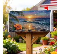 Coperture magnetiche per cassette postali con ibisco, spiaggia tropicale al tramonto onde, copertura per cassetta delle lettere estiva arancione, per decorazione da giardino all'aperto, 53 x 64 cm