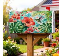 Coperture magnetiche per cassette postali con ibisco, tropicale vibrante colibrì orchidea estate rossa copertura per la decorazione del prato 45,7 x 53,7 cm