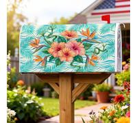 Coperture magnetiche per cassette postali con ibisco, tropicale vibrante uccello del paradiso foglie estive pesca copertura per cassetta delle lettere per esterni giardino cortile decorazione 53 x 64