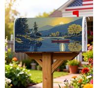 Coperture magnetiche per cassette postali con lago, paesaggio naturale, canoa, montagne, estate, blu, decorazioni per cassetta delle lettere per giardino, patio, 53 x 65 cm