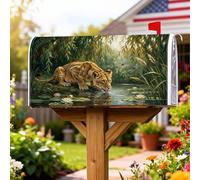 Coperture magnetiche per cassette postali con leone, ninfee realistiche naturali, libellule, nessuna copertura decorativa per cassetta postale verde, per decorazione del cortile anteriore 45,7 x 53,3