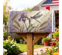 Coperture magnetiche per cassette postali con libellula, motivo floreale ispirato alla natura, iris grano primaverile, viola, decorazione per porta d'ingresso, 45,7 x 53,7 cm