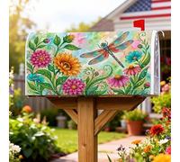 Coperture magnetiche per cassette postali con libellula, motivo floreale vibrante girasole pesco primavera multicolore pelle per decorazioni per casa e giardino, 45,7 x 53,7 cm