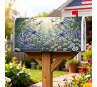 Coperture magnetiche per cassette postali con libellula, primavera natura, lavanda, crisantemo, verde primavera, coperture per cassette postali per esterni, decorazione da giardino e cortile, 53 x 64