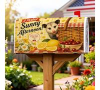 Coperture magnetiche per cassette postali con limone, ciliegie rustiche estive e crisantemo, colore giallo, per decorazioni per la casa e il giardino, 45,7 x 53,7 cm