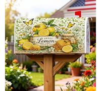 Coperture magnetiche per cassette postali con limone, copertura estiva rustica a nido d'ape con farfalla gialla per la decorazione della casa e del giardino, 45,7 x 53,7 cm