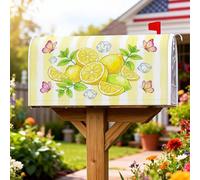 Coperture magnetiche per cassette postali con limone, copertura per cassetta postale stagionale estiva con farfalla e foglie di menta, per decorazione da giardino all'aperto, 53 x 64 cm